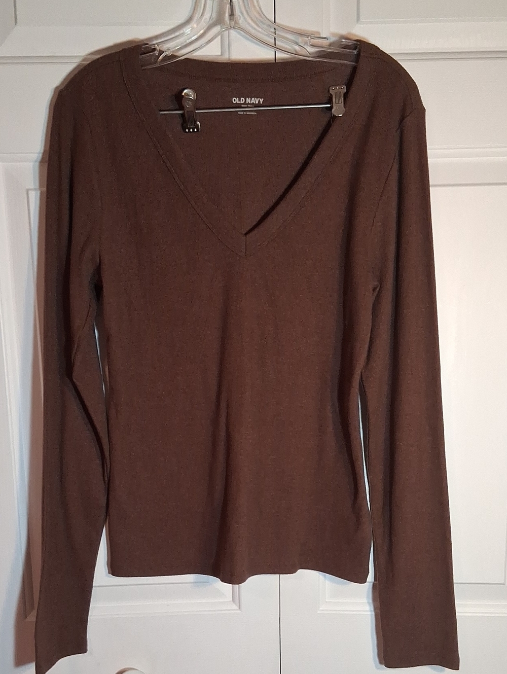 Old Navy Brown V-Neck Long Sleeve Women's Top